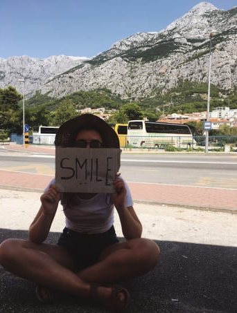 Hitchhiking on the road